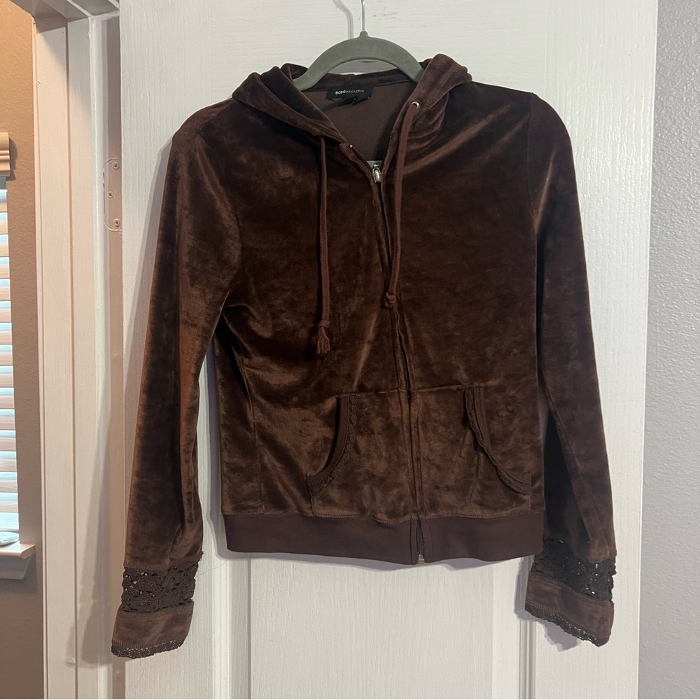 BCBGMaxAzria Chocolate Velvet Hoodie